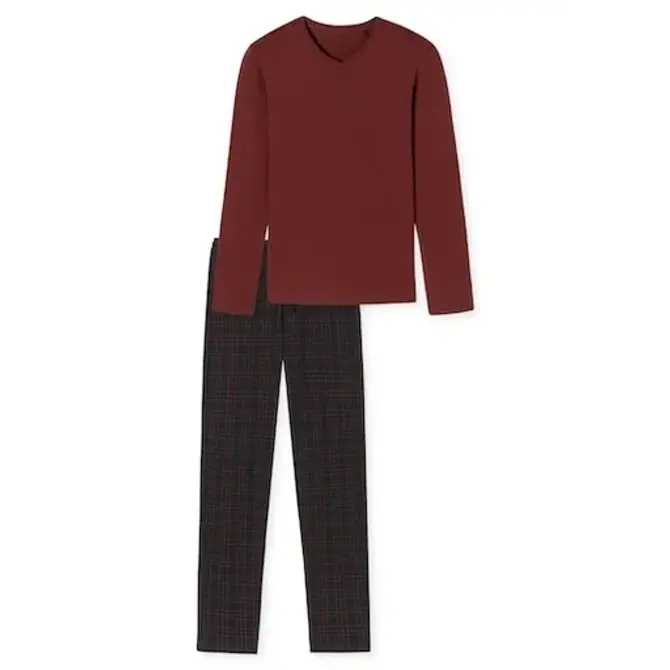 Schiesser Pyjama long marron terracotta 180271 48/S