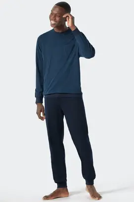 Schiesser Pyjama Long royal blue 178094 54/XL