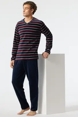 Schiesser Pyjama Long wine red 178038 48/S
