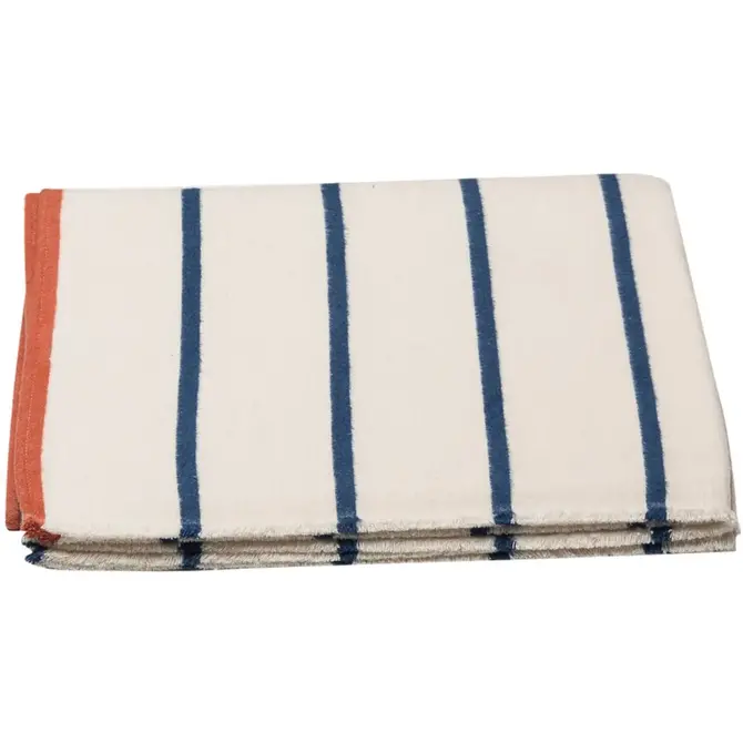 David Fussenegger LUCA flanelle coton plaid - rayures 200x140 cm blanc cassé