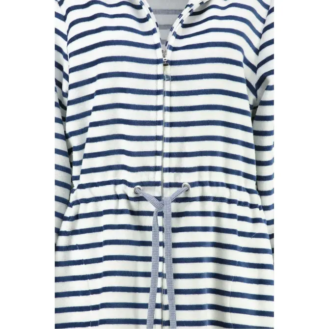 Cawö Peignoir de bain court pour dames avec cordon tunnel et fermeture éclair 6597 Navy 46