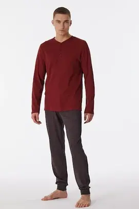 Schiesser Pyjama Long terracotta brown 180269 48/S