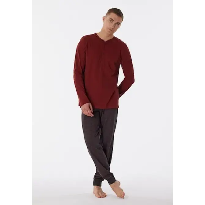 Schiesser Pyjama long terre cuite marron 180269 48/S