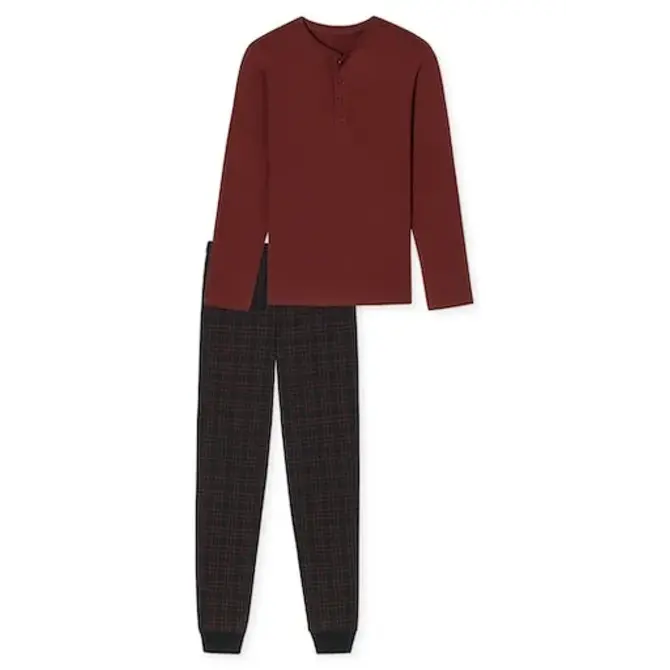 Schiesser Pyjama long terre cuite marron 180269 48/S