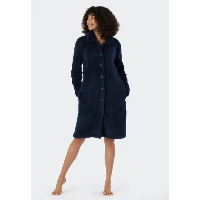 Schiesser Ladies Bathrobe 178417 bleu foncé XL 48/50