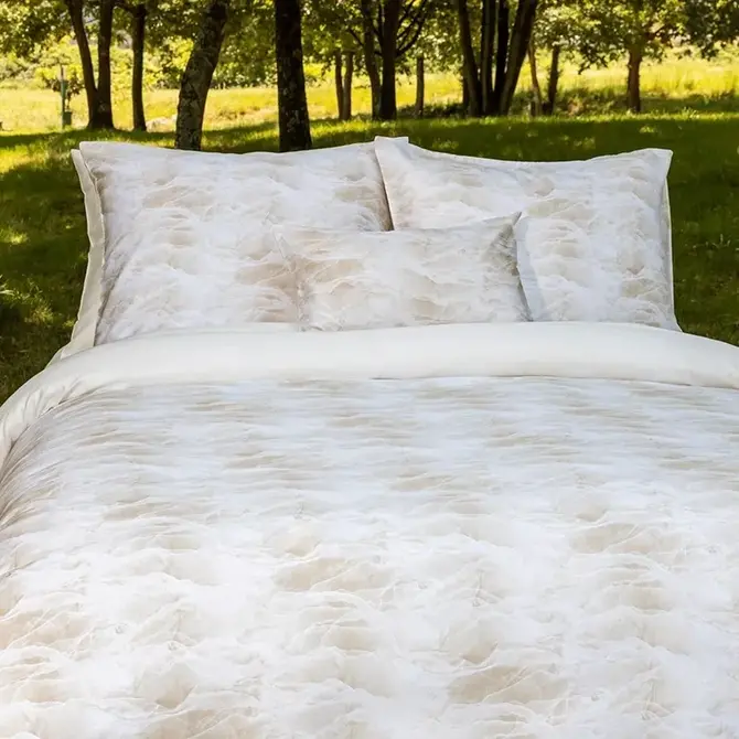 Housse de couette Dommelin Marbre Satin 400TC Écru 140x200/220 cm