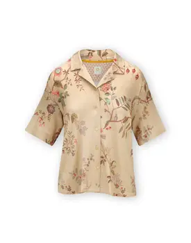 Pip Studio Flora Short Sleeve Top Amor de Dios Sand M