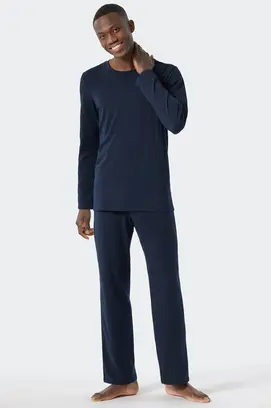 Schiesser Pyjama Long dark blue 178116 54/XL