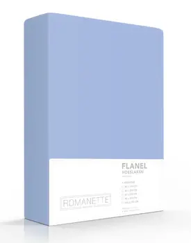 Romanette flanel hoeslaken  Licht blauw 160x200