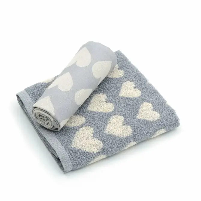 Bunzlau Castle Keukendoek Hearts Grey