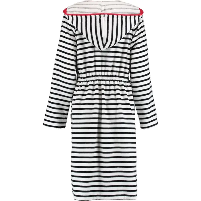Cawö Ladies Peignoir court avec capuche et fermeture éclair 1244 Schwarz-weiss 42
