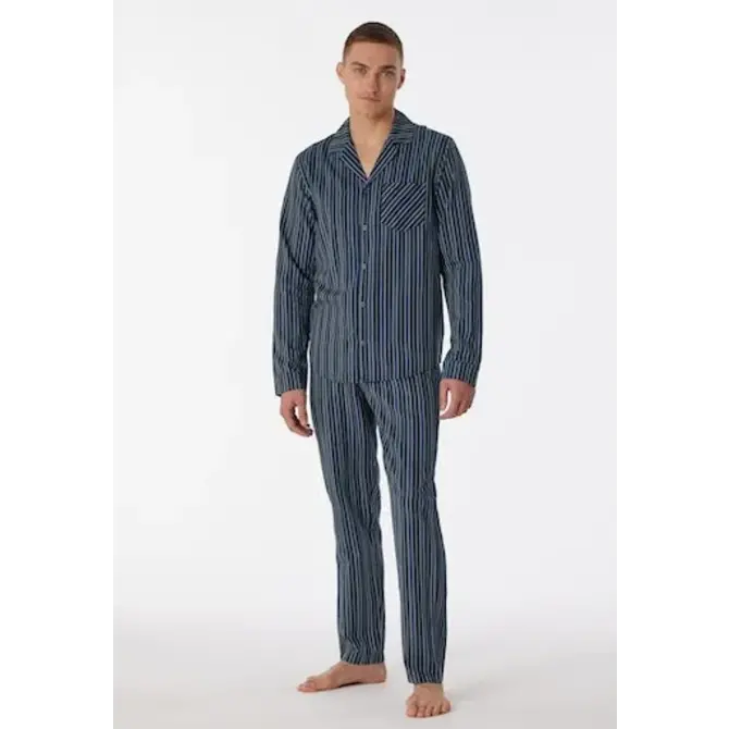 Schiesser Pyjama Long nightblue 180275 48/S