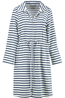 Cawö Dames Badjas kort met Tunnelkoord en Rits 6597  Navy 38