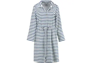 Cawö Dames Badjas kort met Tunnelkoord en Rits 6597  Navy 38