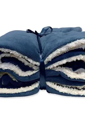 Unique Living Lars coral fleece/suede plaid 150x200cm dark blue