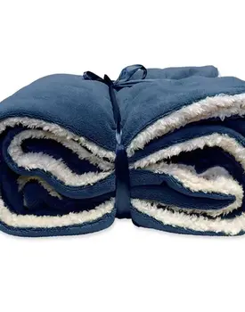 Unique Living Lars coral fleece/suede plaid 150x200cm dark blue