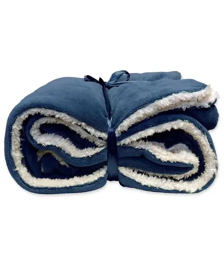 Unique Living Lars coral fleece/suede plaid 150x200cm dark blue