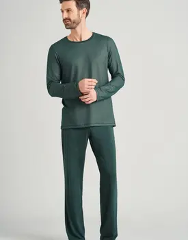 Schiesser heren pyjama lang 175586 dark green