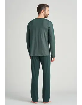 Schiesser heren pyjama lang 175586 dark green