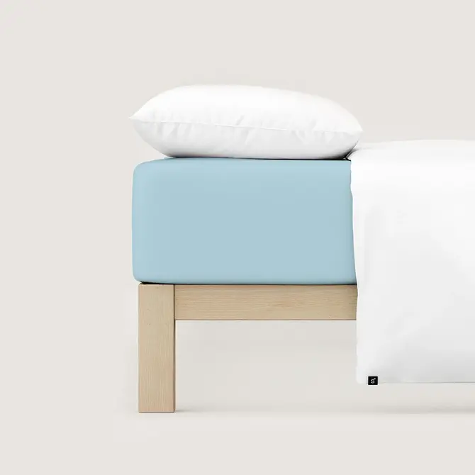 Schlafgut Drap-housse en jersey pur M - 120x200 - 130x220 536 Blue Light