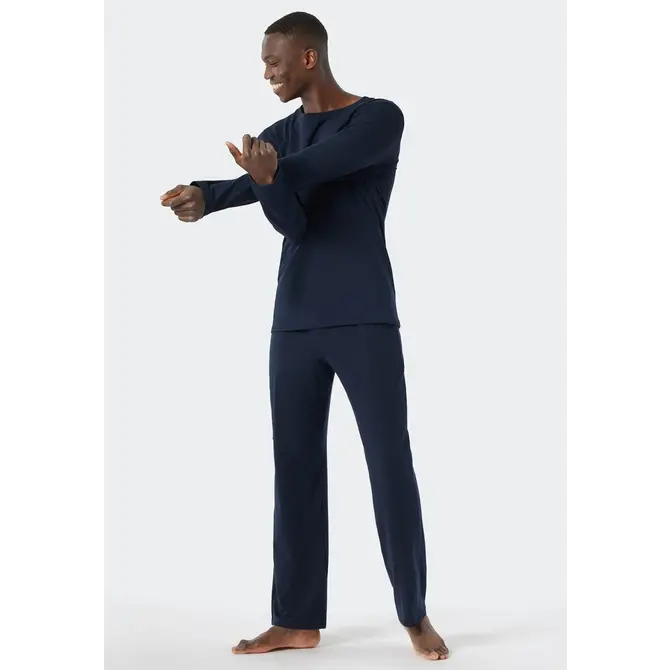 Schiesser Pyjama long bleu foncé 178116 52/L