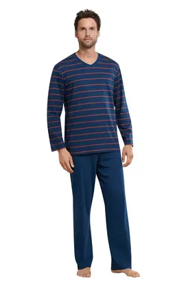 Schiesser Pyjama 159622 heren blauw/rood