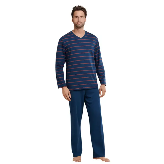 Schiesser Pyjama 159622 heren blauw/rood