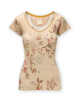 Pip Studio Toy Short Sleeve Top Amor de Dios Sand M