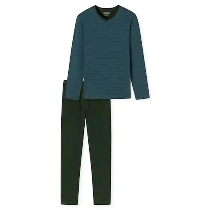 Schiesser Pyjama Long petrol 180258 54/XL