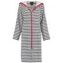 Cawö Cawö Dames Badjas kort met Capuchon en Ritssluiting 1244 Schwarz-weiss  38