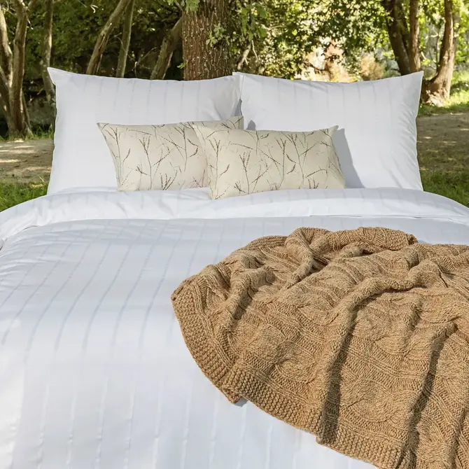 Housse de couette Dommelin Ajour Stripes Percale 200TC Blanc 140x200/220 cm
