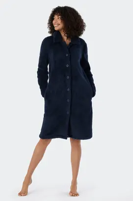 Schiesser Dames Badjas 178417 dark blue M 40/42