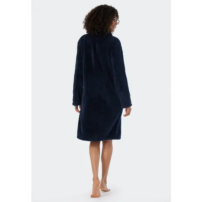 Schiesser Peignoir pour dames 178417 bleu foncé M 40/42