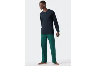 Schiesser Pyjama Long royal blue 178096 56/XXL
