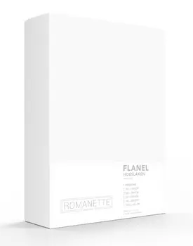 Romanette flanel hoeslaken  Wit 90x220
