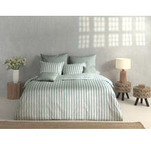 Zo! Home Housse de Couette Banda di Lino 140x200/220 Vert Mousse