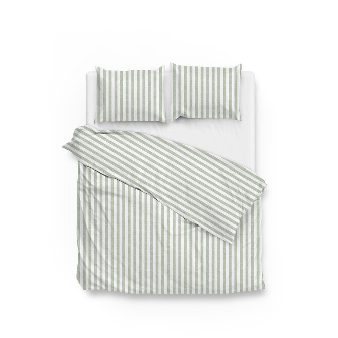 Zo! Home Housse de Couette Banda di Lino 140x200/220 Vert Mousse