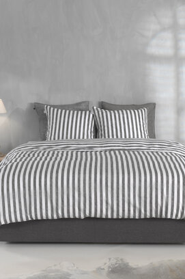 Zo! Home Banda di Lino Housse de Couette 200x200/220 Gris Foncé