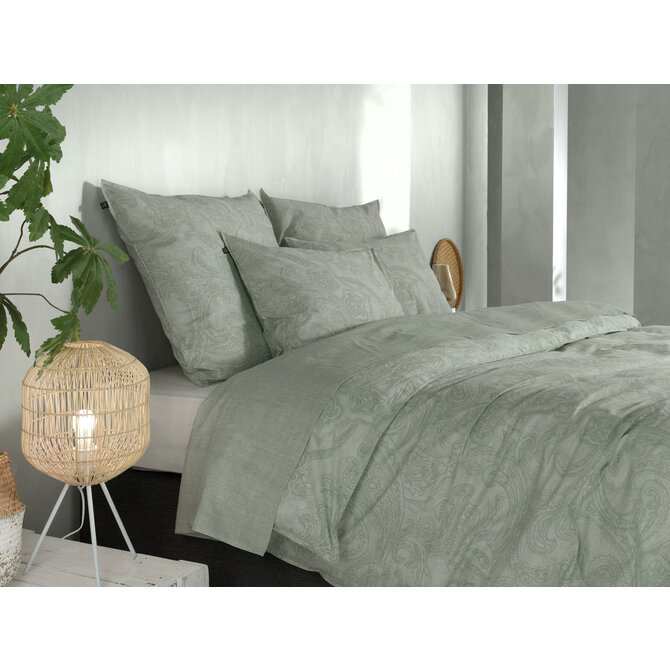 Zo ! Housse de couette Home Paisley en lin 140x200/220 Vert mousse