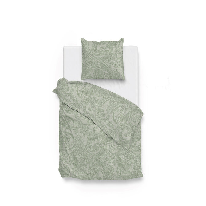 Zo ! Housse de couette Home Paisley en lin 140x200/220 Vert mousse