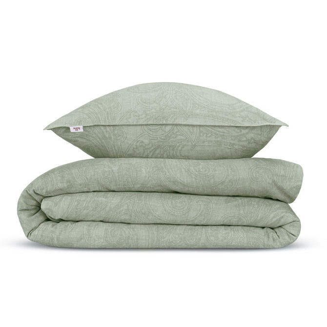 Zo ! Housse de couette Home Paisley en lin 140x200/220 Vert mousse
