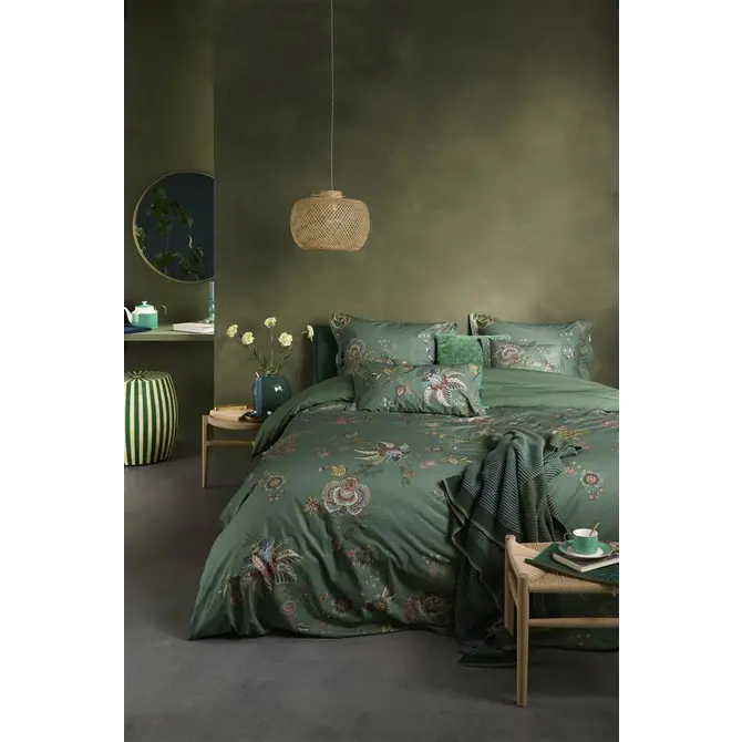 Pip Studio Cece Fiore Dekbedovertrek  Groen 260x200/220 cm