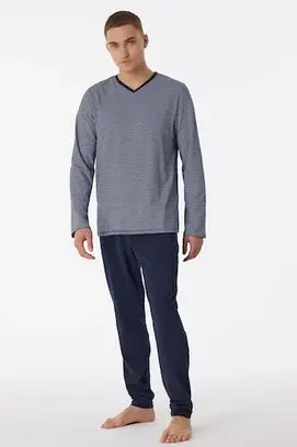 Schiesser Pyjama Long nightblue 180258 50/M