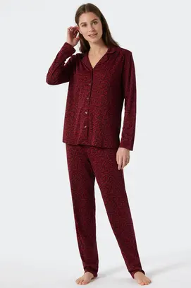 Schiesser Pyjama long 178056 rouge vin 46/3XL