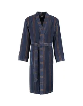 Cawö Heren Kimono Badjas extra licht 2508 - Blau  48