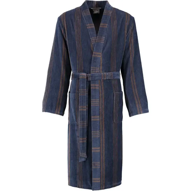 Cawö Heren Kimono Badjas extra licht 2508 - Blau  48