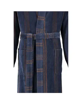 Cawö Heren Kimono Badjas extra licht 2508 - Blau  48