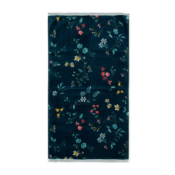 Pip Studio handdoek Les Fleurs Dark Blue 55x100