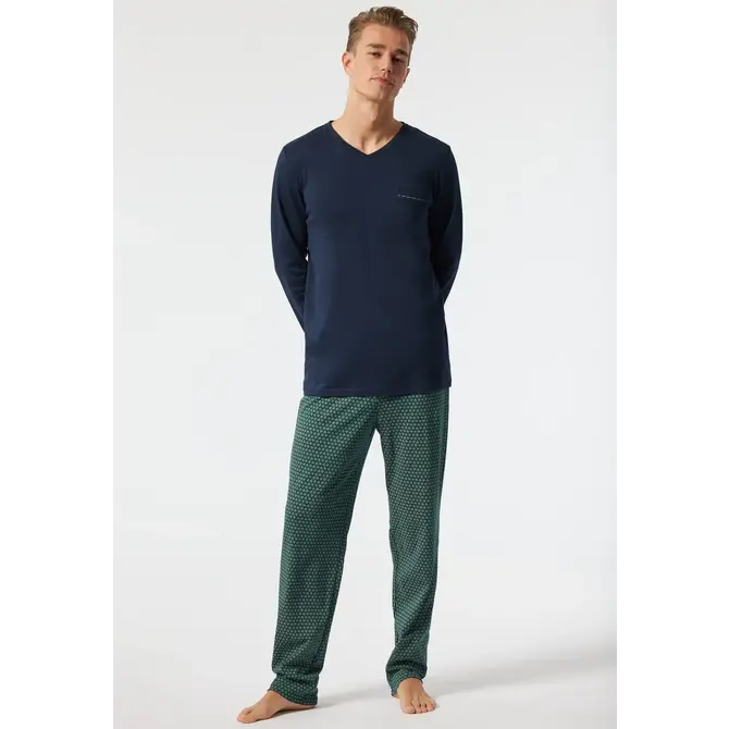 Schiesser Pyjama long bleu foncé 178110 50/M