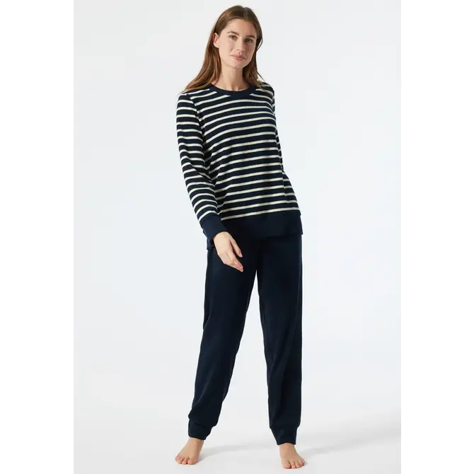 Schiesser Pyjama long 178047 bleu foncé 42/XL